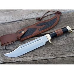 Custom Handmade D2 Steel hand forged hunting combat bowie knife handmade knife fathers day gift with leather cover, gift