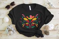 Flower T-shirt for Women Colorful Illustration Mexican Otomi Botanical Shirt Flower Shirt