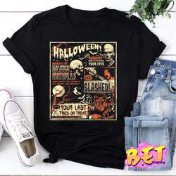 Vintage De Pelcula De Terror Con Pster De Terror Para Halloween T-Shirt, Skull Shirt, Frankenstein Shirt, Halloween Shir