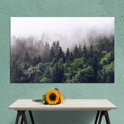Canvas, Large Canvas, Wall Art, Misty Mountain View, Misty Forest Canvas Poster, View Art Canvas, Forest Landscape Wall