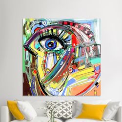 Colorful Eye Wall Decor,Wall Decoration,Abstract Eye Painting Print,Abstract Glass Wall,Glass Wall Decor,Wall Art,Trendy