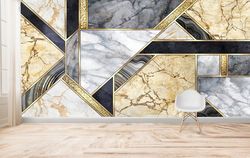 marble wallpaper, 3d wall mural, luxury wallpaper, gray marble wall art, contact paper, do it yourself, gray and yellow