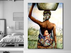african  art print - mother and son, africa prints, african mother wall art, wall art canvas, africa poster, mothers day