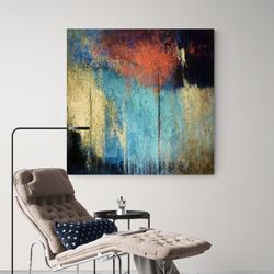 Aurora of the Abyss,Abstract Painting, Color Contrast, Textured Artwork, Modern Art, Wall Decor,Oceanic Colors,Warm and