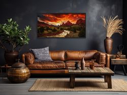 Zion National Park Sunset Photo Style Canvas Print, Utah Landscape Wall Art Framed, Unframed, Ready To Hang