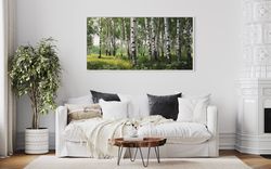Realistic Birch Tree Forest Painting Canvas Print, Nature Wall Art, Woodland Wall Decor - Framed Unframed Ready To Hang