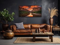 santa elena canyon big bend national park sunset photo style canvas print, texas landscape wall art framed, unframed, re