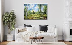 Summer Birch Trees Forest Watercolor Painting Canvas Print - Farmhouse Decor - Birches Wall Art -  Framed Or Unframed Re