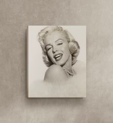 Marilyn Monroe 50s  Portrait Poster Print Canvas, Famous American actress, Vintage Poster, Advertising Poster