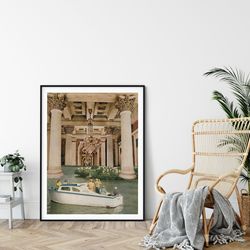Boat print, Architecture poster, Modern artwork, Wall prints, Retro and vintage vibe decor