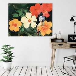 Flower canvas, Floral art, Large floral colourful canvas, Extra large art, Modern art, Gallery art