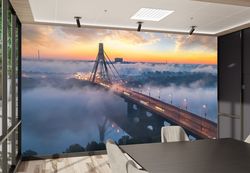 Personalized Gift, Boho Wall Decor, Ukraine Kiev Bridge Wallpaper, Lamdscape Wallpaper, Patterns And How To, Vinyl Wallp