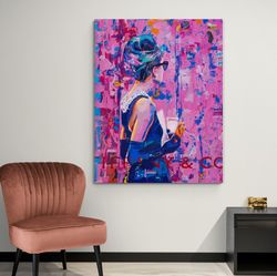 pink tiffany   surreal art   laminated  print on canvas by hand  art print on canvas   large canvas  printable art