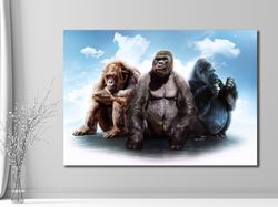 Primate Panorama,Primate Art, Wildlife Canvas, Animal Companions, Serene Primates, Nature Artwork, Animal Portraits, Pri