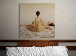 naked girl art, nude art woman, print on canvas by hand, art print on canvas, erotic printing, figurative art prints, le