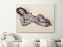 nude body canvas, woman art, bedroom, new house gift ideas, nude canvas print, sexy body decor, bedroom decoration,  ero