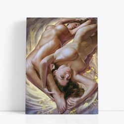 nude body canvas, woman art, bedroom, new house gift ideas, nude canvas print, sexy body decor, bedroom decoration, lesb