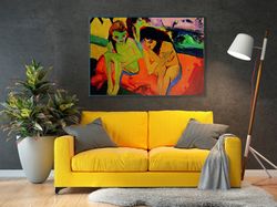 Ernst Ludwig Kirchner Two Girls Naked Girls Talking Printing on canvas or fine art paper Bedroom boudoir wall art, repro