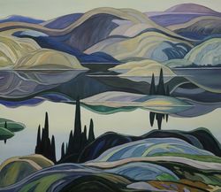 franklin carmichael mirror lake (1929) canvas print giclee wall art gallery wrapped vintage style gift reproduction clas