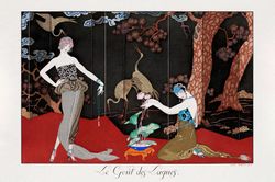 George Barbier – The Fashion for Lacquer (1929) Art Deco Art nouveau Vintage illustration print on canvas Boudoir decor,