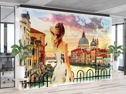 City Landscape Wallpaper,Custom Wall Paper,Wall Paper Peel and Stick,Modern Wall Paper,Venice Landscape Wallpaper,
