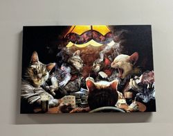cats with playing cards canvas poster, , wall art canvas, modern canvas art, canvas home decor, abstract art, 3d canvas,