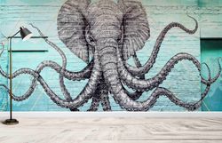 wall paper peel and stick,surrealism wall mural,bright wall paper,custom wall paper,abstract wall mural,elephant wallpap