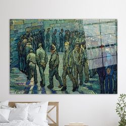 Prisoners Exercising Wall Art, Van Gogh Prisoners Wall Decor, Green Wall Art, Tempered Glass, Framed Glass Art, Wall Dec
