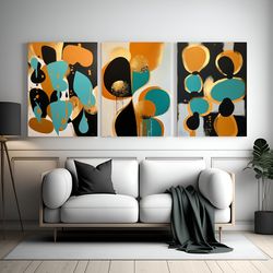 gold marble pattern canvas, set of 3 wall art, abstract canvas art, geometric lines canvas, modern marble art, contempor