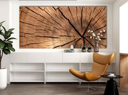 tree ring canvas art, tree wall art, wood texture wall decor, wood crack poster, wood canvas print, abstract canvas prin
