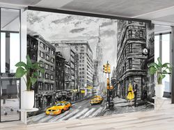 street view of new york paper craft, landscape wallpaper, new york landscape wall paper, man and woman wallpaper, gift f