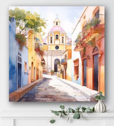 watercolor painting of san salvador, el salvador  personalized gift for her  canvas wall art  latino home decor and wall