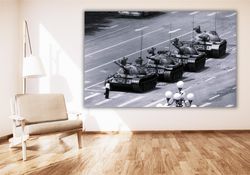 Tank Man of Tiananmen Square Poster Art Print,Tank Man Beijing Photo 1989 Vintage Poster Art,Military War Print,Tankman