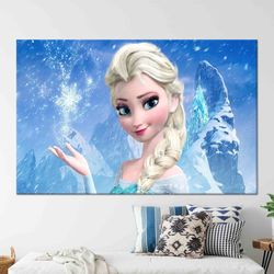 Kids Room Canvas, Frozen Queen Glass Wall, Princess Art, Elsa 3D Canvas, Personalized Gift Canvas Decor, Girl Room Wall