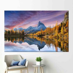 Lake Federa Landscape Art, Sunset Wall Decor, Tree Wall Decor, Personalized Gift, View Artwork, Canvas Art, 3D Glass Art