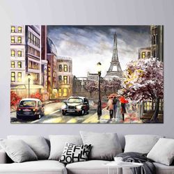 landscape canvas decor, paris street landscape canvas poster, printed, eiffel tower landscape printed, room decor wall h