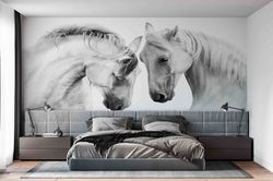 horse wall paper, horse lover gift, room wall decor, farmhouse wall mural, animal wall mural, wall decorations, 3d paper
