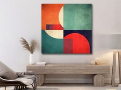 Urban Rebel,Modern Geometry, Abstract Art, Bold Colors, Contemporary Design, Shape Interplay, Warm and Cool Contrasts, B