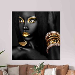 Black Woman With Gold Makeup Wall Art, Girl Wall Decor, Black Woman Wall Table, African Wall Art, Gift For Him, Wall Art