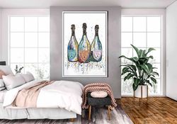 Dom Perignon Champagne Bottles Wall Art Wall Decor Champagne Party Canvas Free Shipping Highest Quality LifeTime Warrant