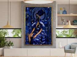 magical woman, african ethnic art framed canvas, afro black woman, american girl canvas wall art canvas design, framed r
