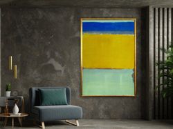 mark rothko blue and yellow canvas painting, mark rothko style canvas wall art,minimalist art,modern home wall decor,fra