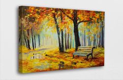 Painting Style Art Canvas-Forest Park Autumn Painting Style CanvasPrinted Picture Wall Art Decoration POSTER or CANVAS R