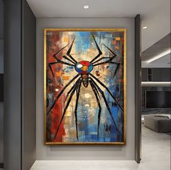 Cool Spider Wall Decor, Fashion Spider Wall Art, Banksy wall Decor, Reptile Wall Art, Teen Room canvas painting, graffit