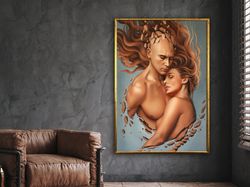 love wall art, love canvas print, love canvas, nude wall art, couple art, couple poster,wall art canvas design, framed c