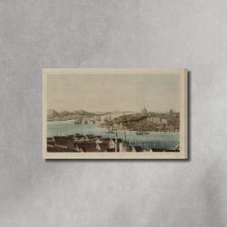 maps of istanbul, old istanbul photo print canvas, sea painting, constantinople photo print canvas, historical paint