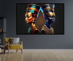 Nefertiti Canvas Wall Decor, Egyptian Queen Art, Egyptian Pyramids, Queen Canvas Painting, Unique Queen Wall Decor, Nefe