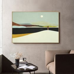 Large Abstract Landscape Oil Painting on Canvas, Hand-painted Landscape Canvas Wall Art,Modern Minimalist Nature Art for