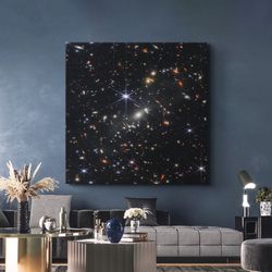 NASA First Deep Field CanvasPoster Art, James Webb Space Telescope First Images, Cosmic Cliffs, Large Canvas Wall Art Pr