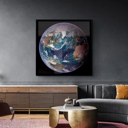 blue marble nasa earth canvasposter art, the view of earth western hemisphere from space photography print, earth large